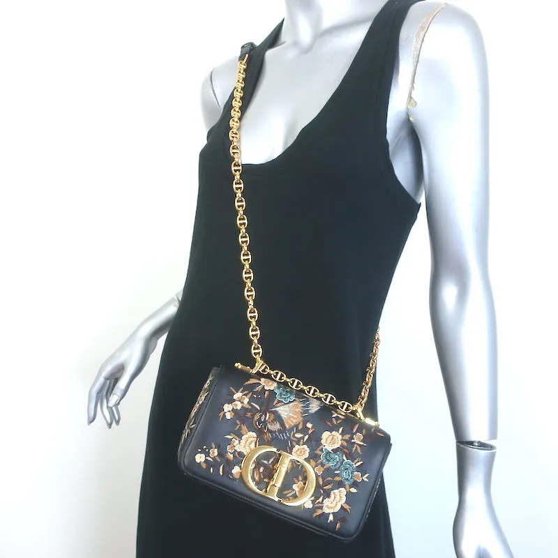 Christian Dior Small Caro Bag Black Embroidered Leather Crossbody NEW
