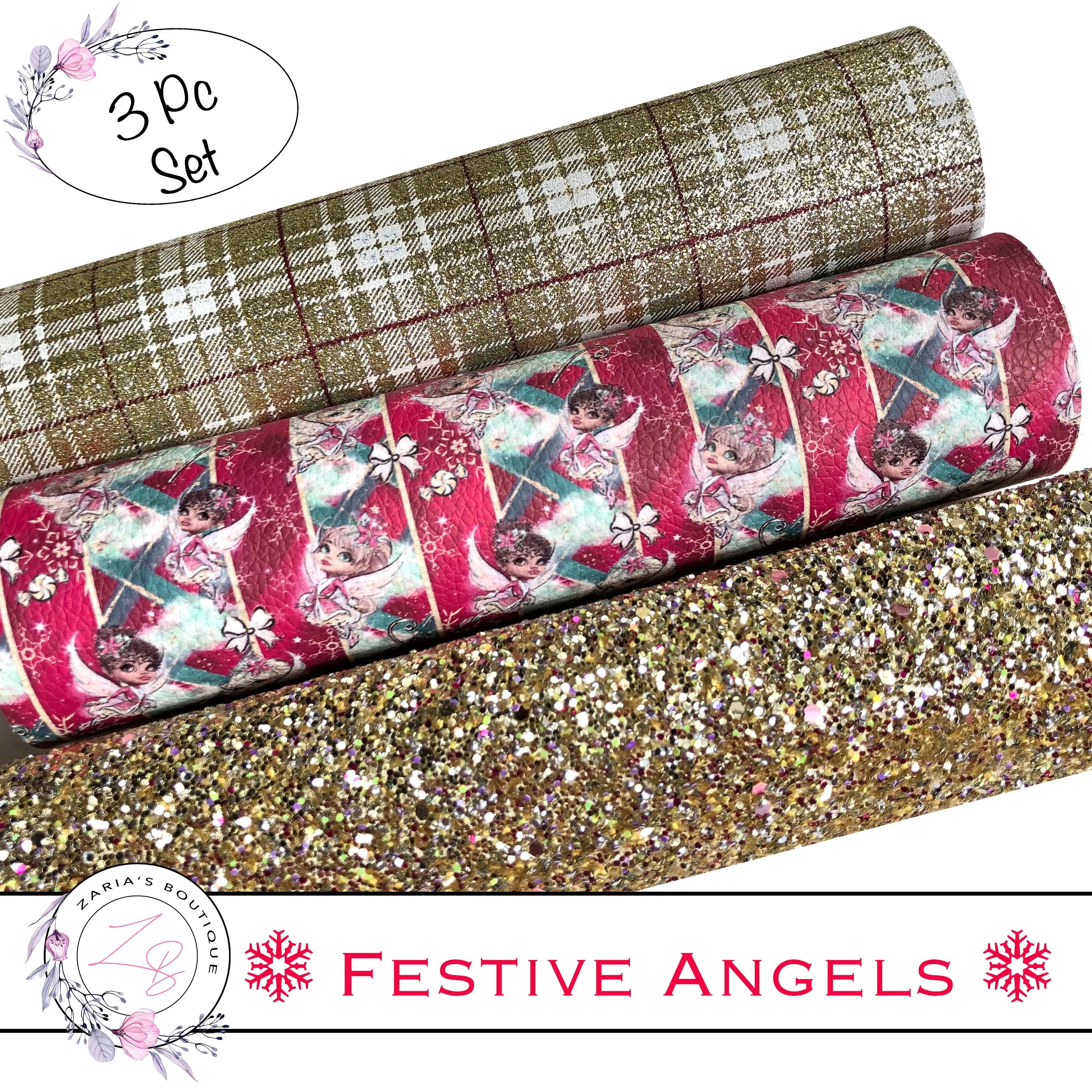 Christmas Angels Vegan Faux Leather & Glitter Bundle