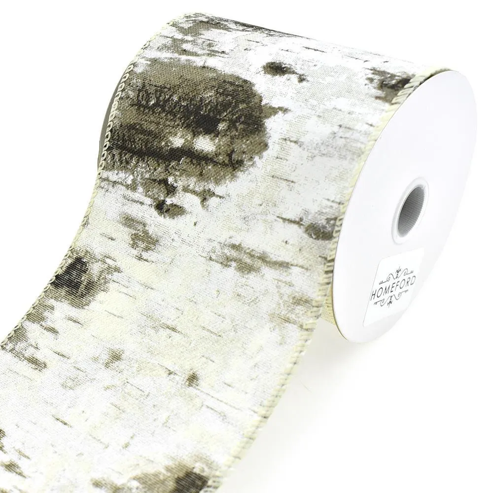 Christmas Birch Tree Canvas Wired Ribbons