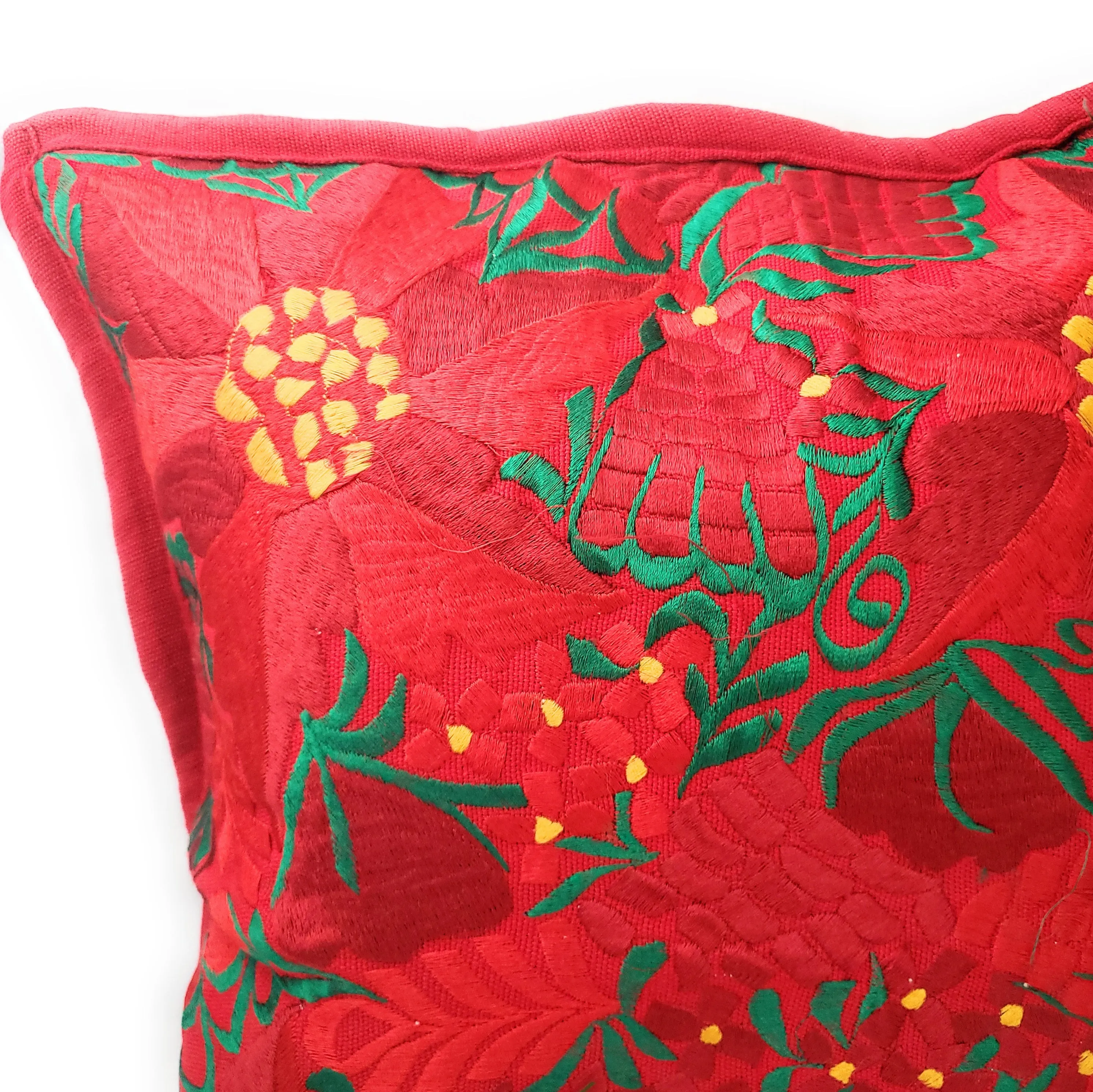 Christmas Pillow Cover Oaxaca Handmade Embroidered Poinsettia Noche Buena