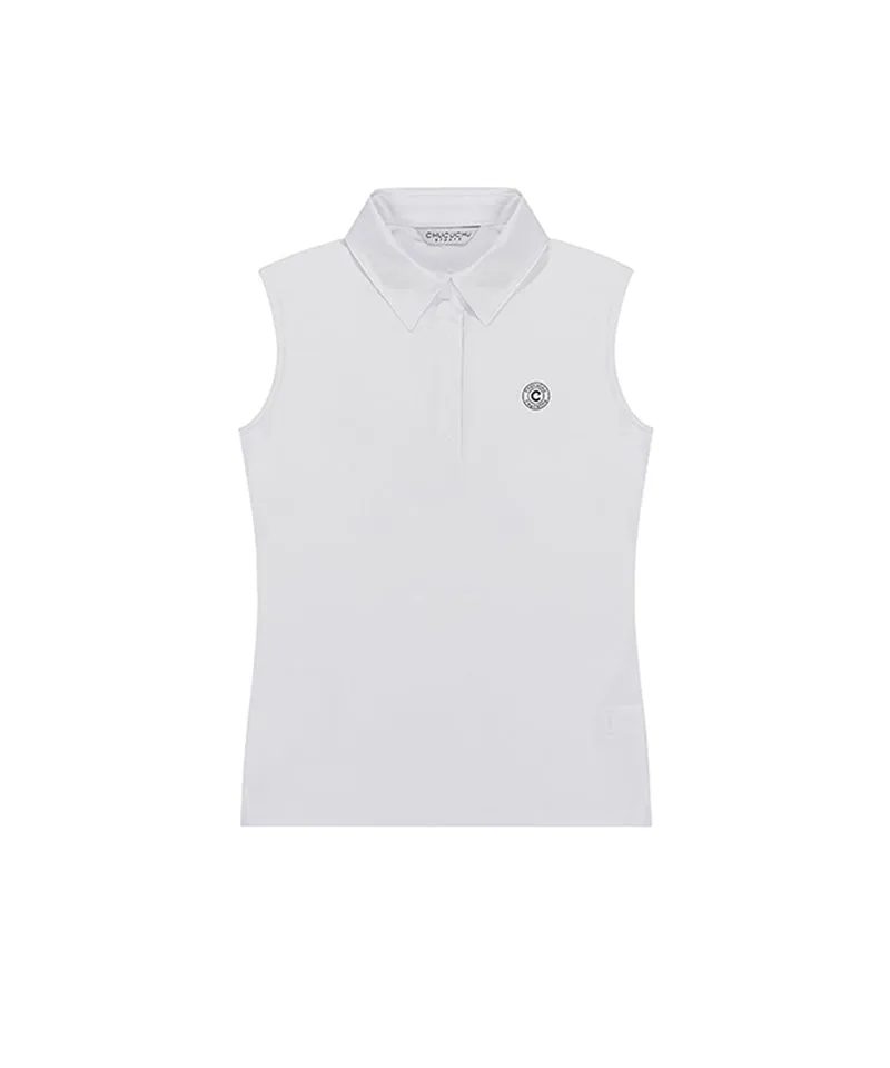 CHUCUCHU Simple Polo Sleeveless - White