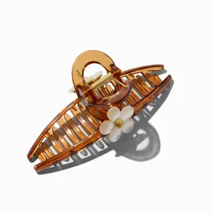 Claire's Flower Brown Metal Hair Claw | White