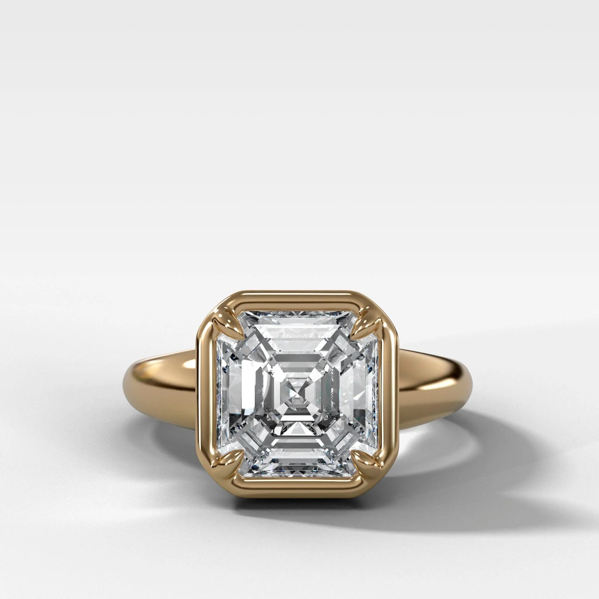 Club Ring Solitaire Engagement Ring With an Asscher Cut Diamond