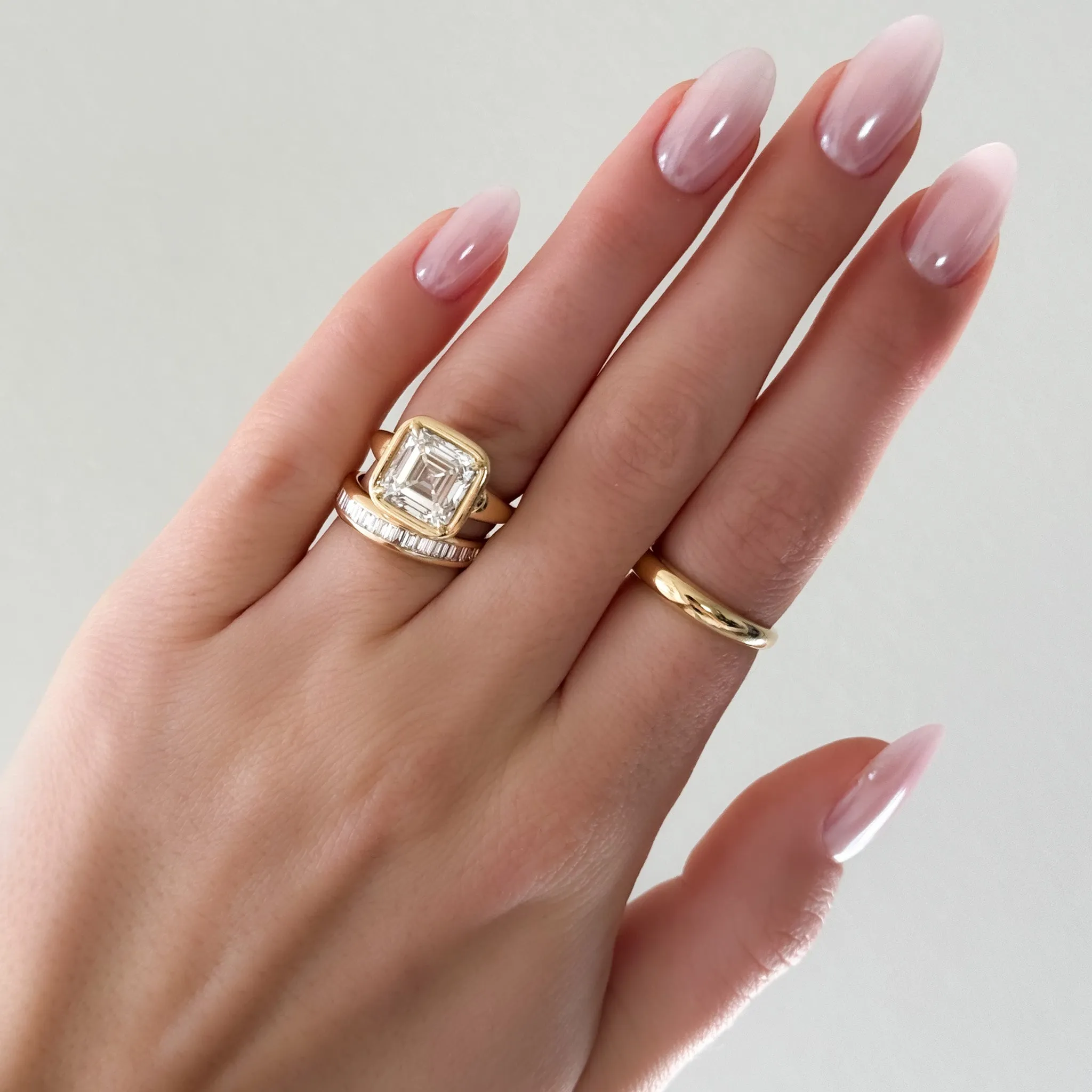 Club Ring Solitaire Engagement Ring With an Asscher Cut Diamond