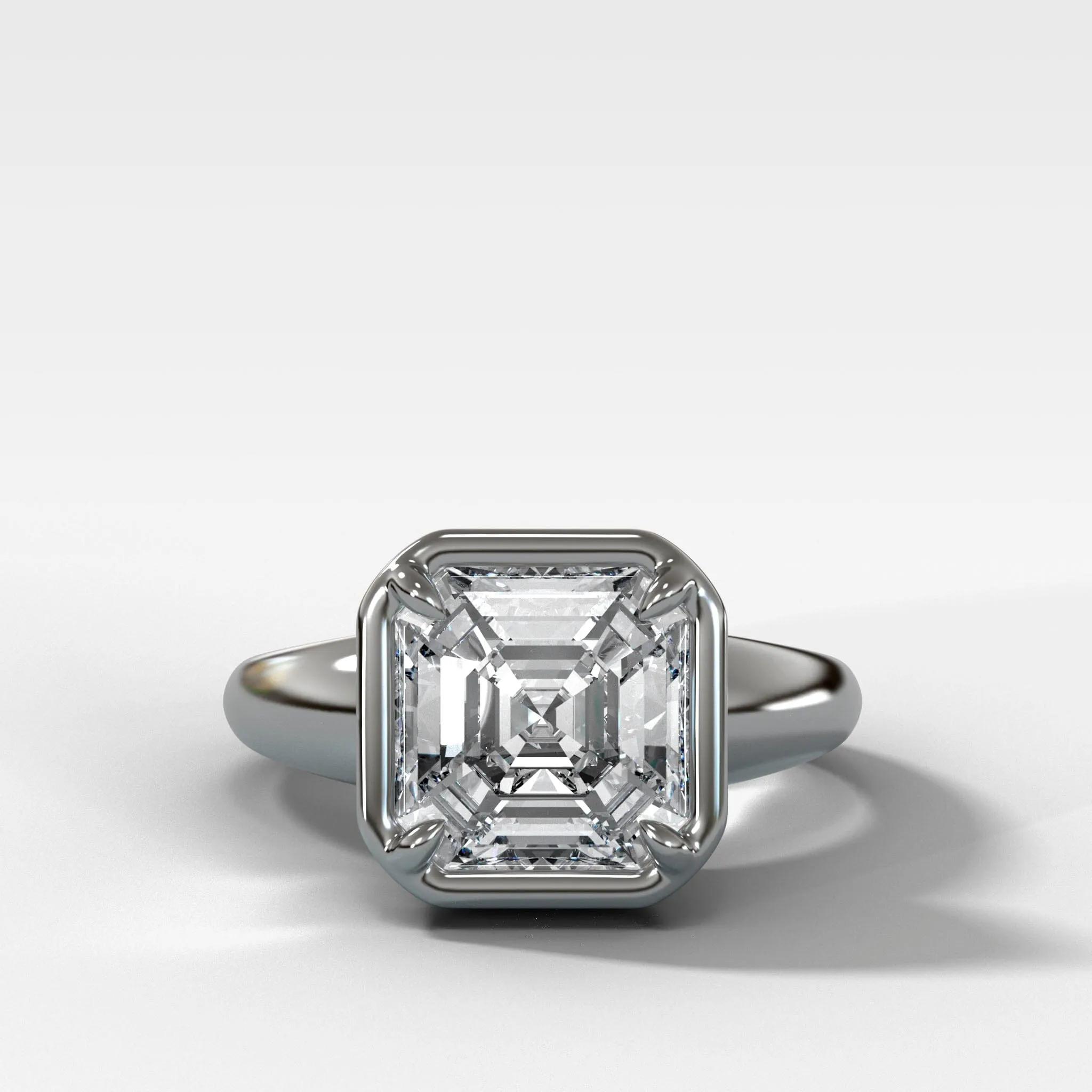 Club Ring Solitaire Engagement Ring With an Asscher Cut Diamond
