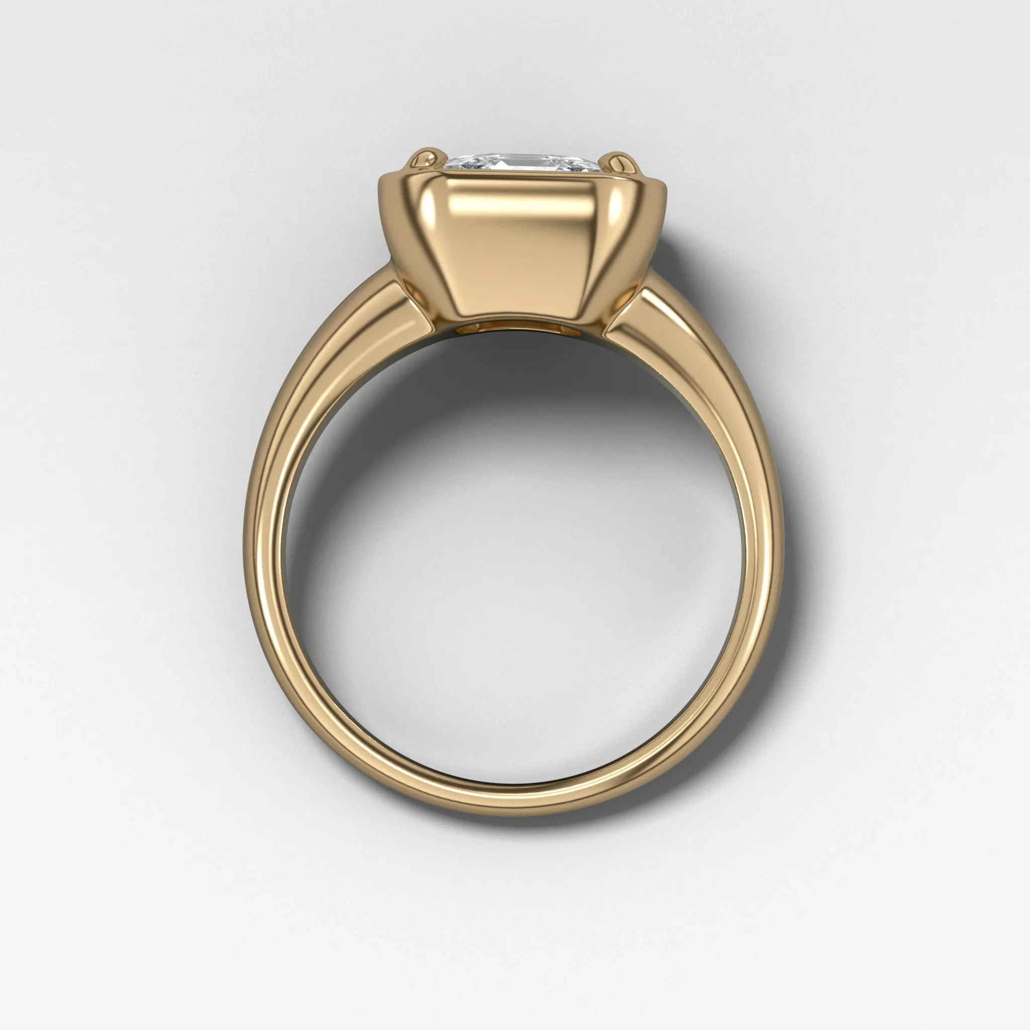 Club Ring Solitaire Engagement Ring With an Asscher Cut Diamond