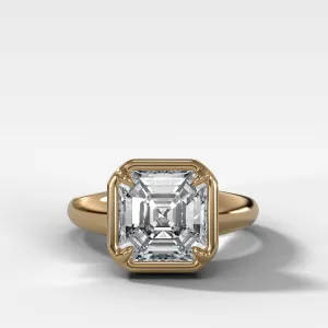 Club Ring Solitaire Engagement Ring With an Asscher Cut Diamond