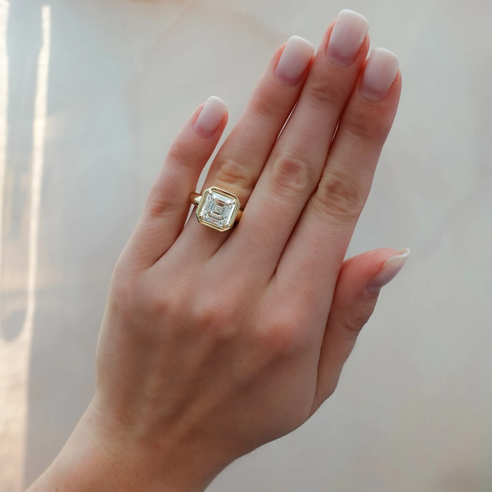 Club Ring Solitaire Engagement Ring With an Asscher Cut Diamond