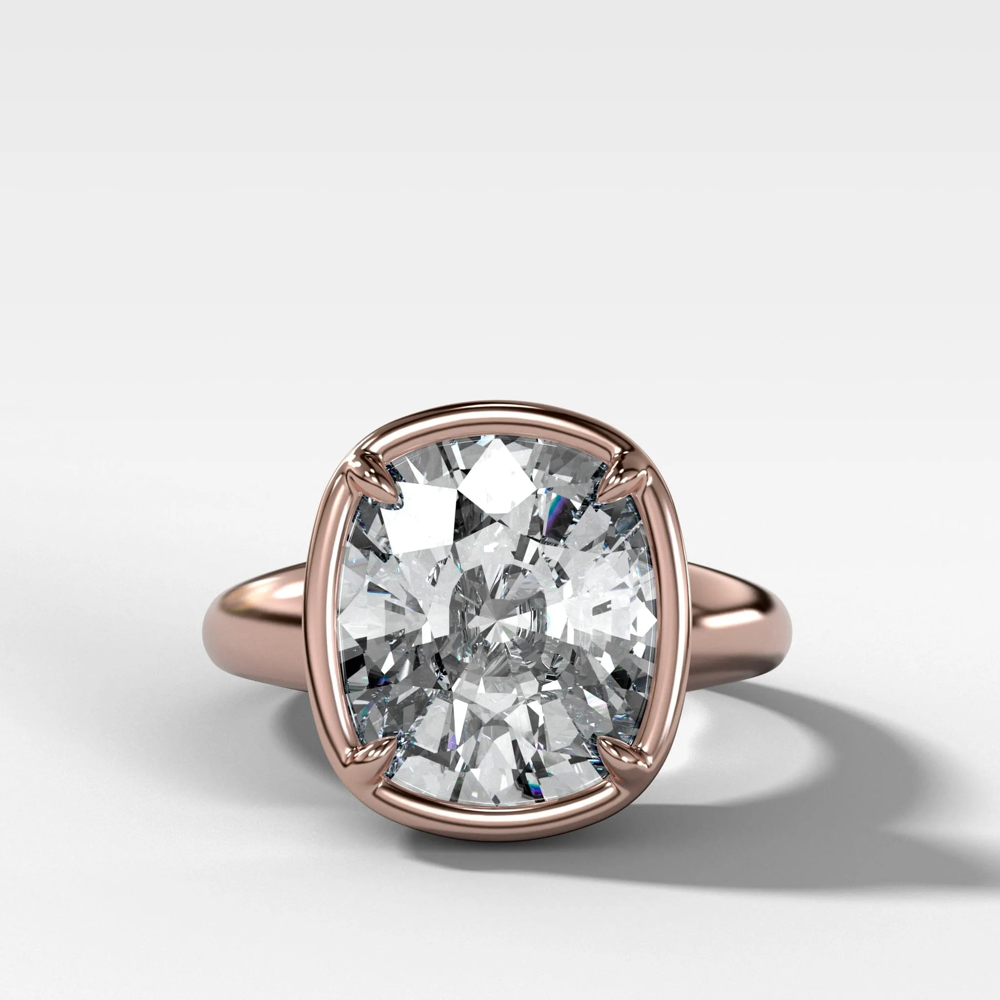 Club Ring Solitaire  Engagement Ring With an Elongated Cushion Cut Diamond
