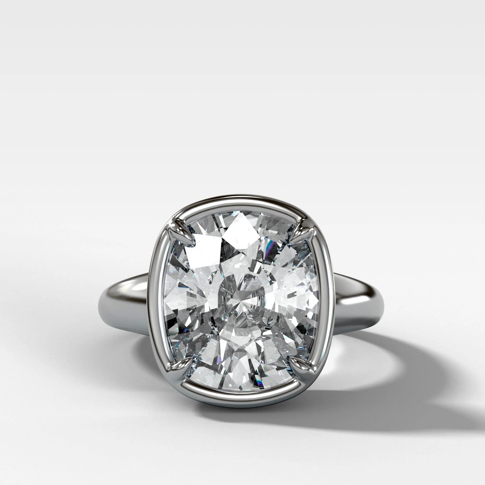 Club Ring Solitaire  Engagement Ring With an Elongated Cushion Cut Diamond