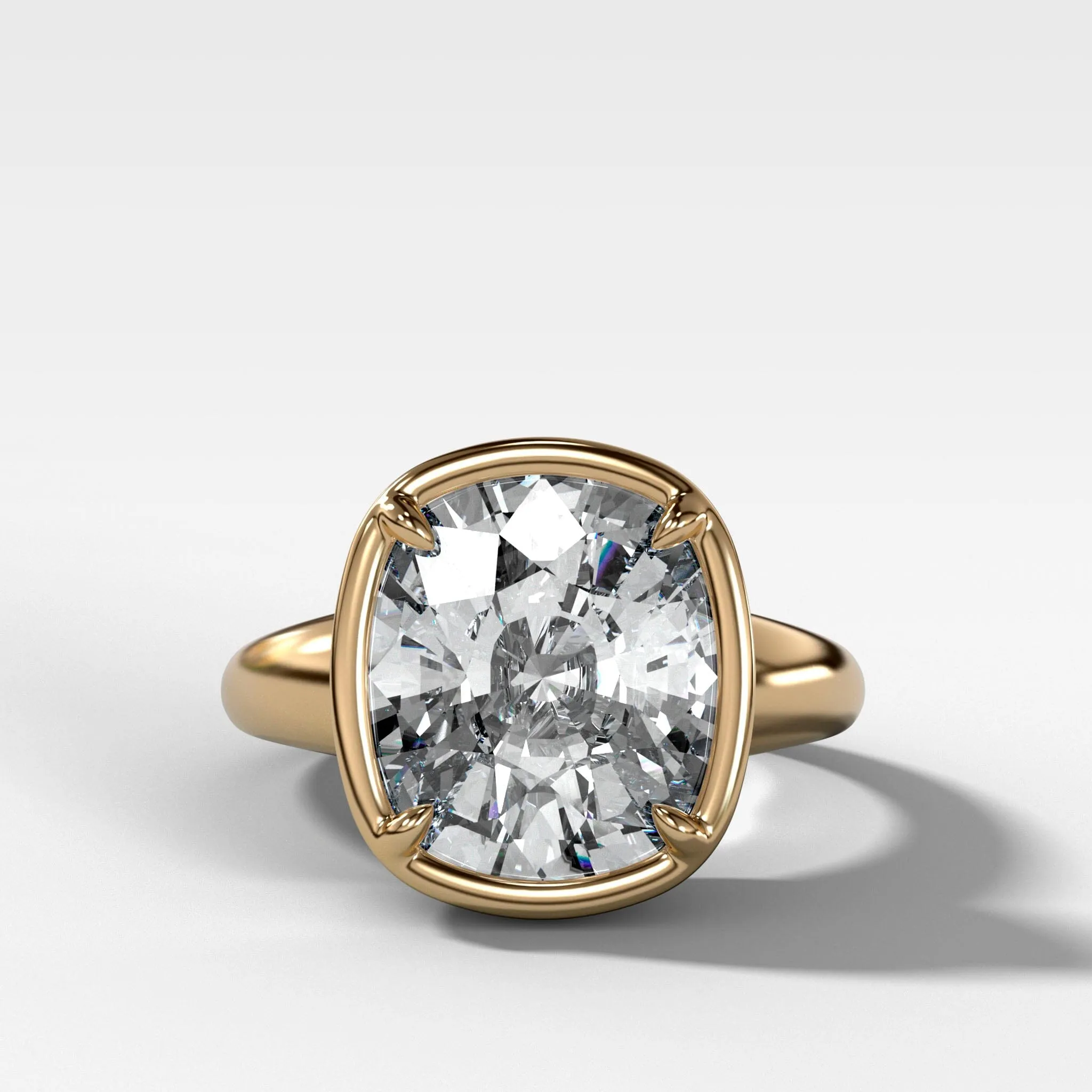 Club Ring Solitaire  Engagement Ring With an Elongated Cushion Cut Diamond