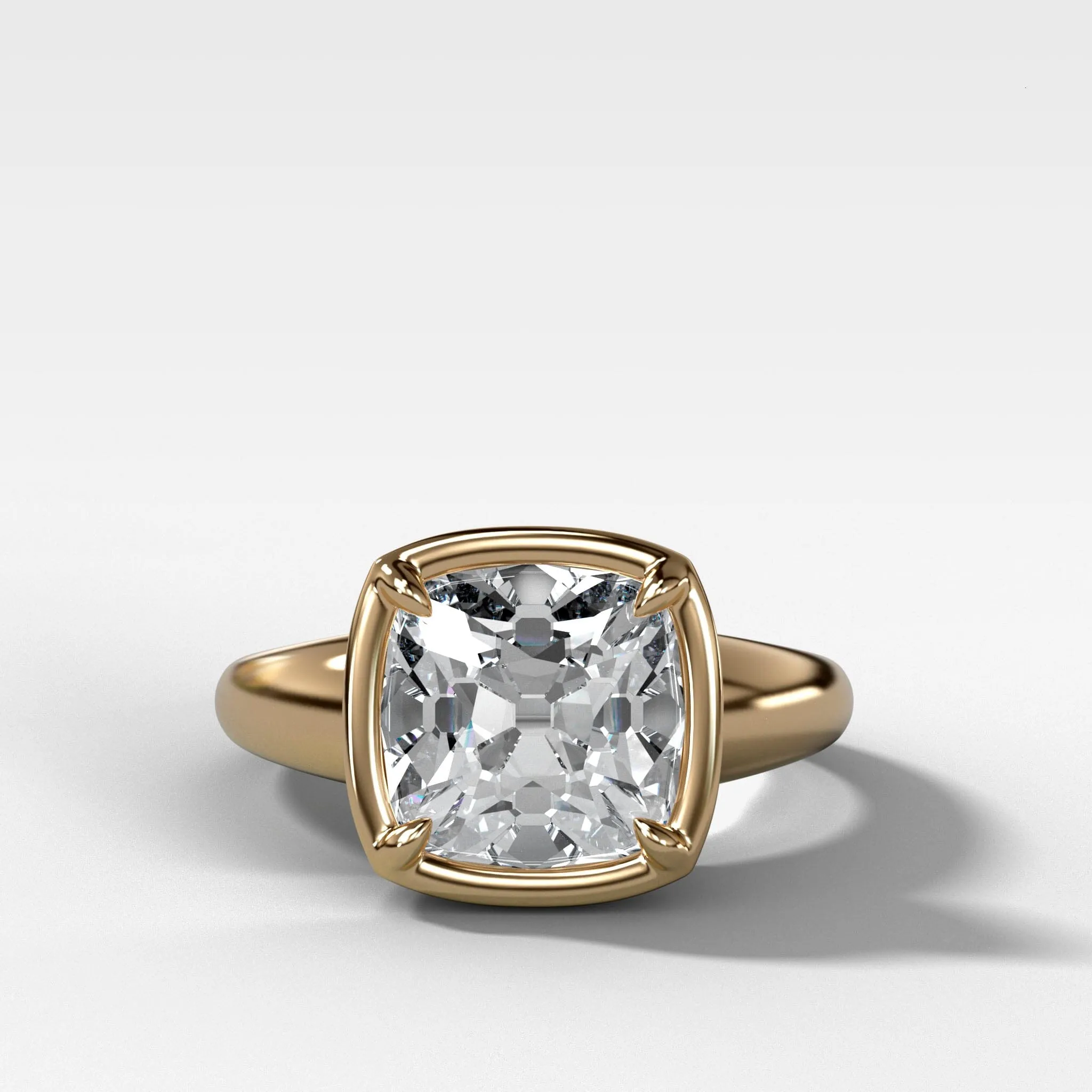 Club Ring Solitaire Engagement Ring With an Old Mine Cut Diamond