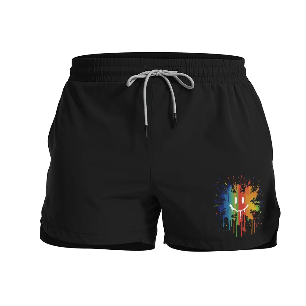 Color Smiley Graphic Shorts