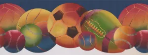 Colorful Football Baseball WK9293B Wallpaper Border