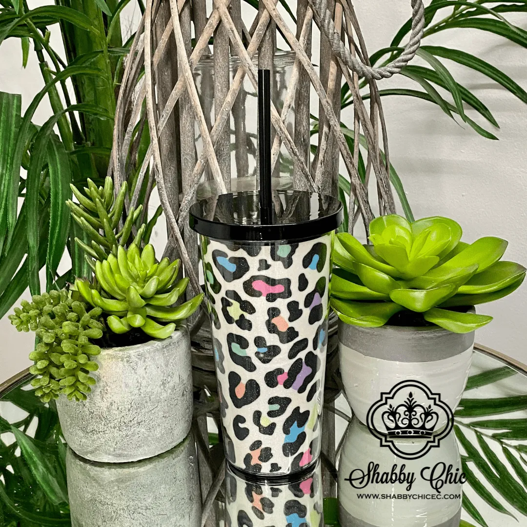 Colorful Glitter Leopard Tumbler
