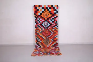 Colorful handmade runner rug 3.4 X 9.3 Feet