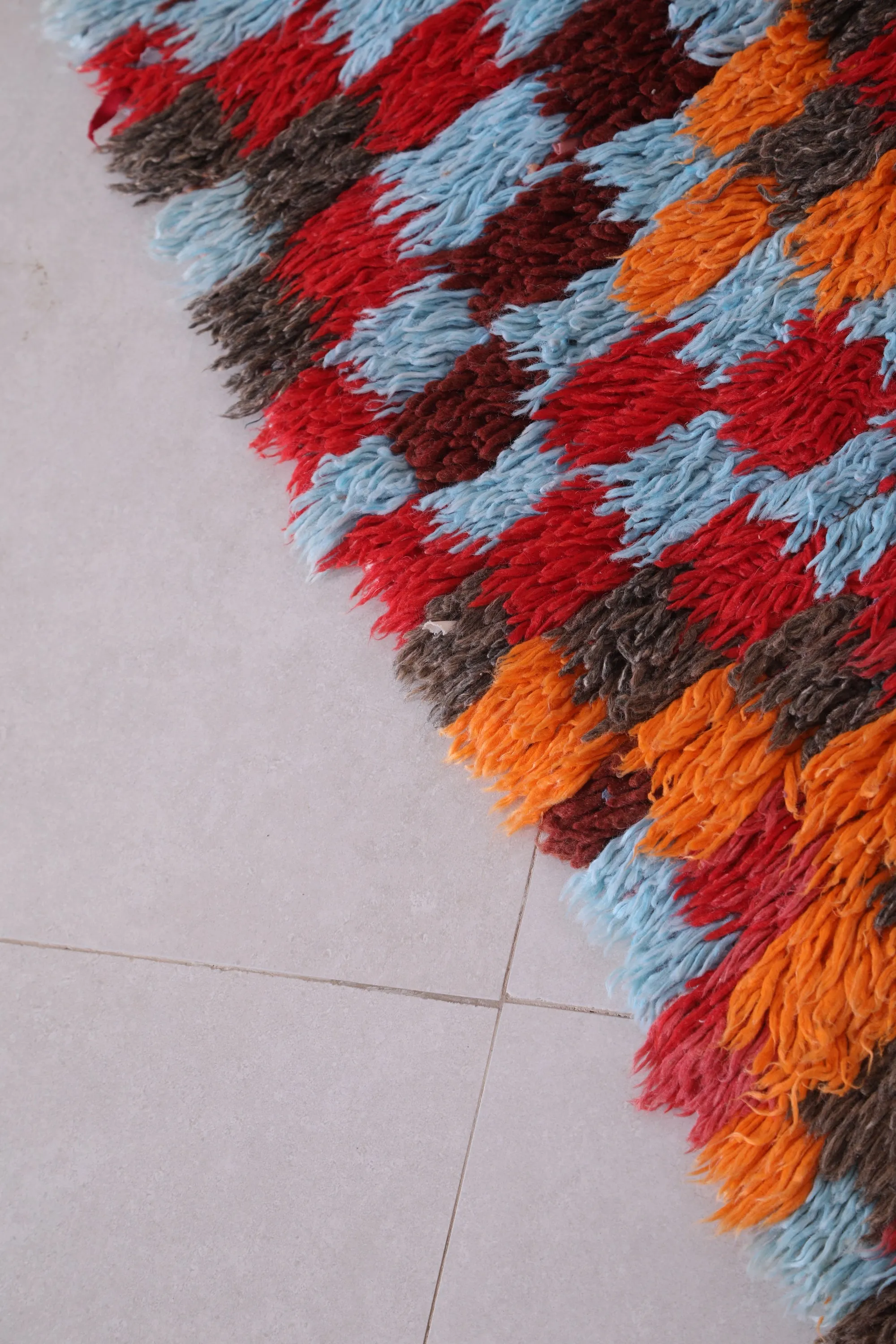 Colorful handmade runner rug 3.4 X 9.3 Feet