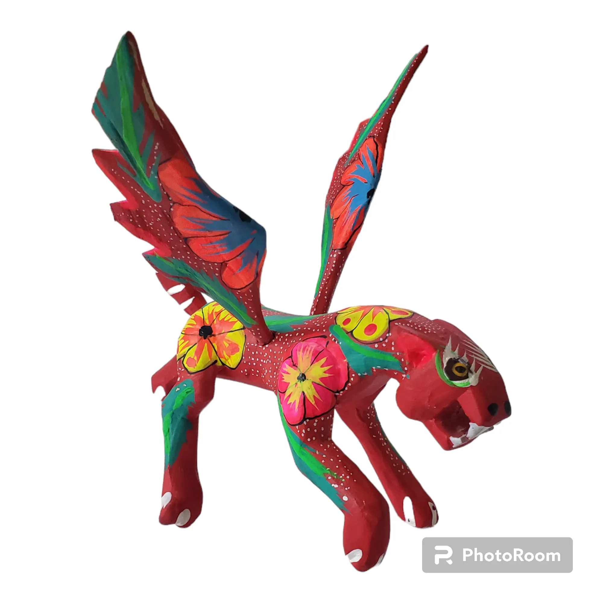 Colorful Jaguar Alebrije Wood Carving