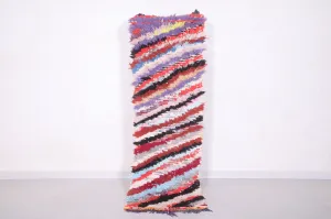 Colorful Moroccan boucherouite rug 2 X 6.2 Feet