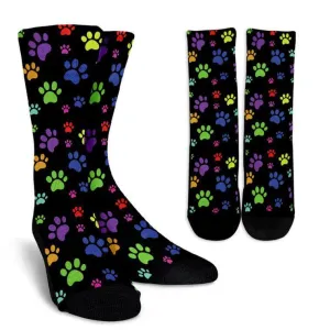 Colorful paws black socks