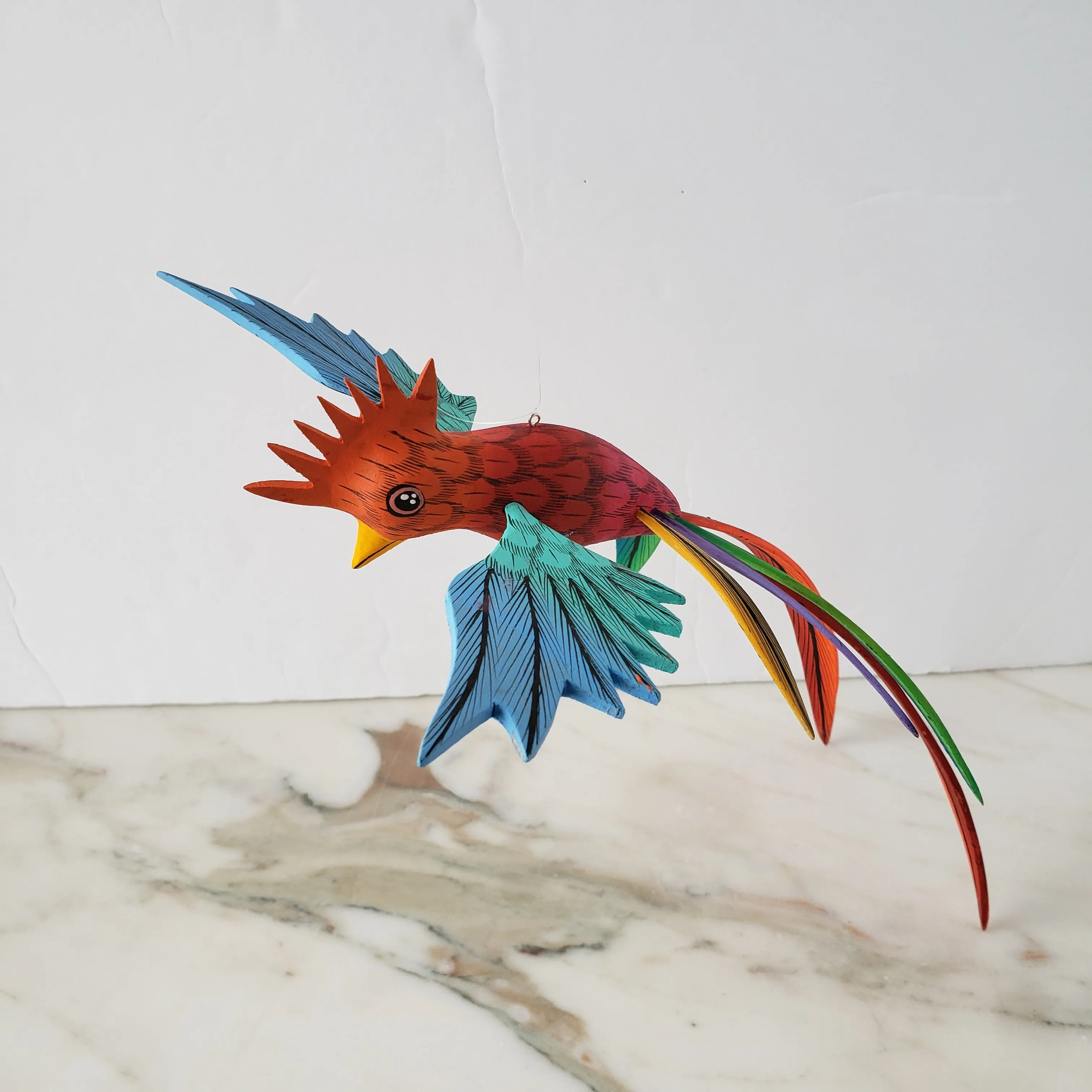 Colorful Quetzal Alebrije  Wood Carving Oaxacan Folk Art
