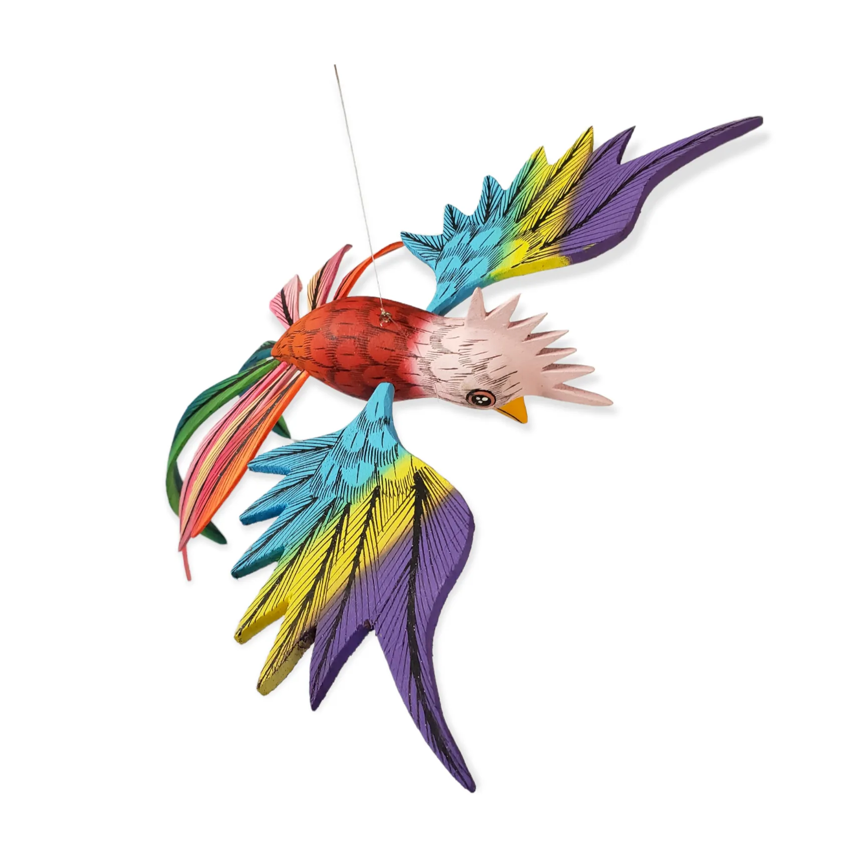 Colorful Quetzal Alebrije  Wood Carving Oaxacan Folk Art