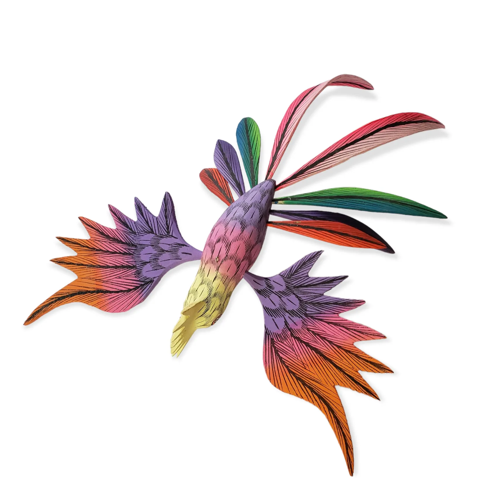 Colorful Quetzal Alebrije  Wood Carving Oaxacan Folk Art