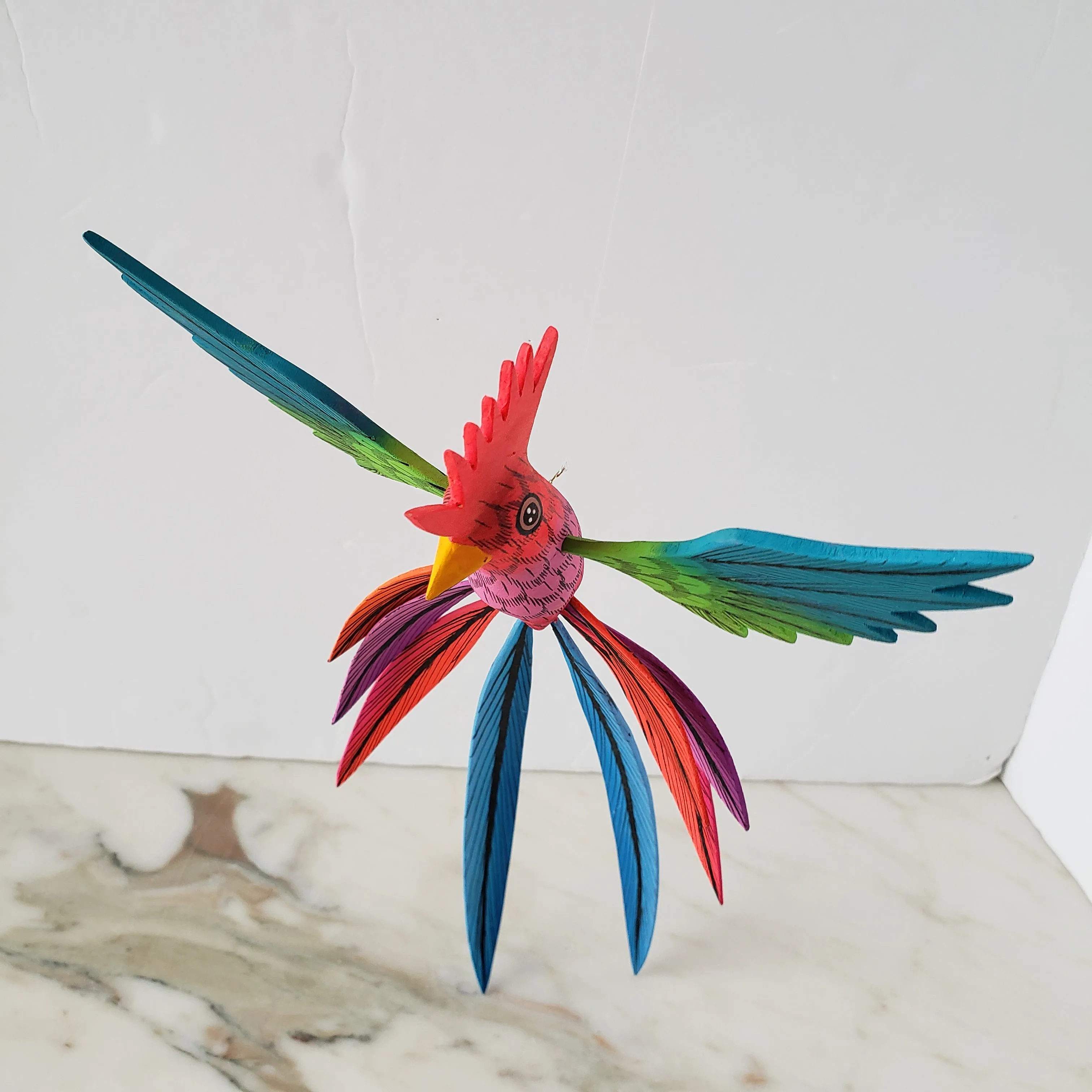 Colorful Quetzal Alebrije  Wood Carving Oaxacan Folk Art