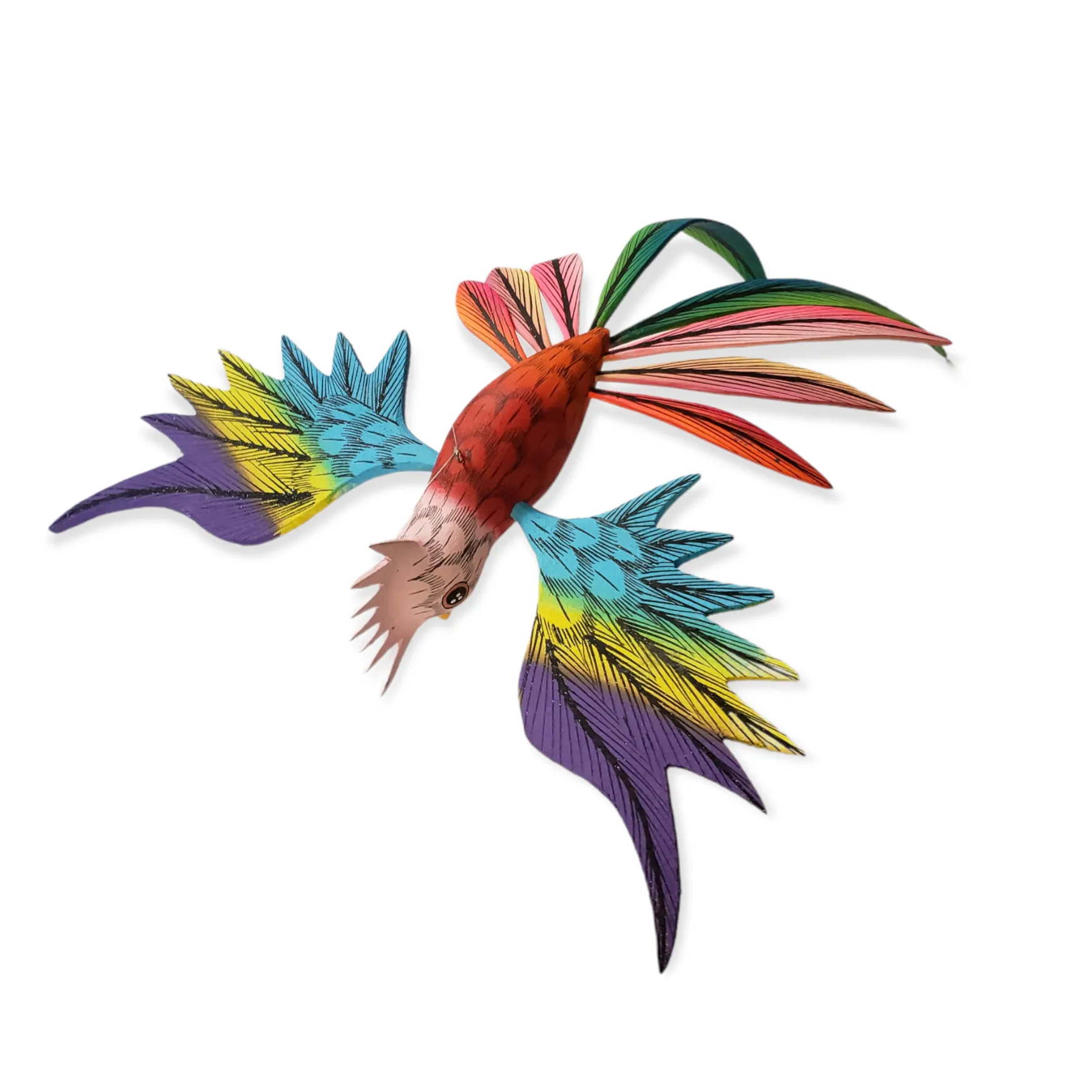 Colorful Quetzal Alebrije  Wood Carving Oaxacan Folk Art