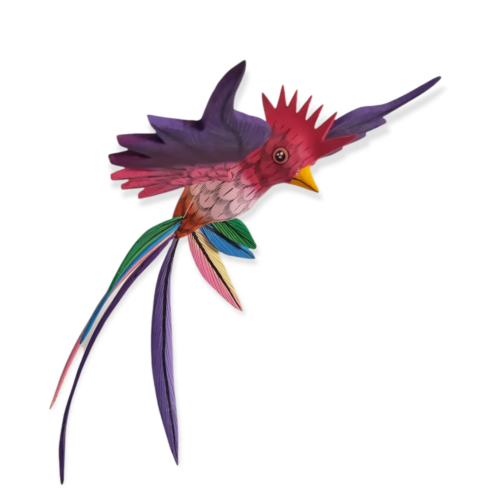 Colorful Quetzal Alebrije  Wood Carving Oaxacan Folk Art