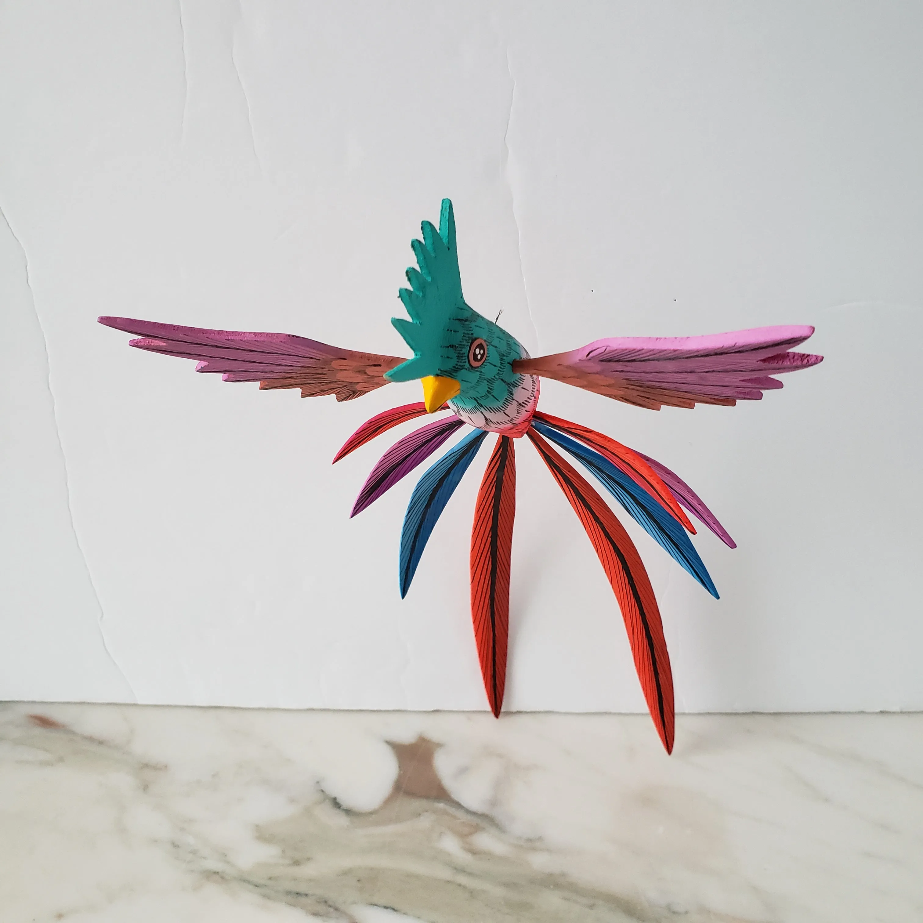 Colorful Quetzal Alebrije  Wood Carving Oaxacan Folk Art