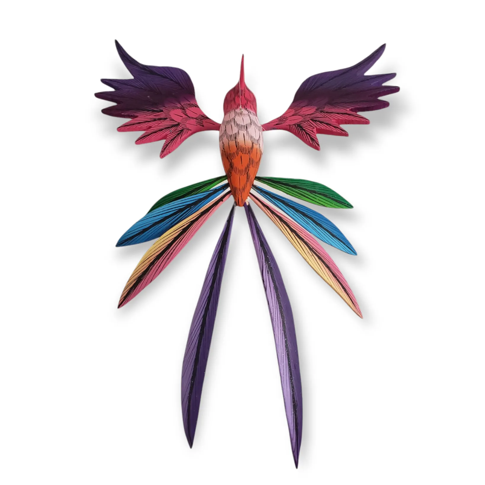 Colorful Quetzal Alebrije  Wood Carving Oaxacan Folk Art