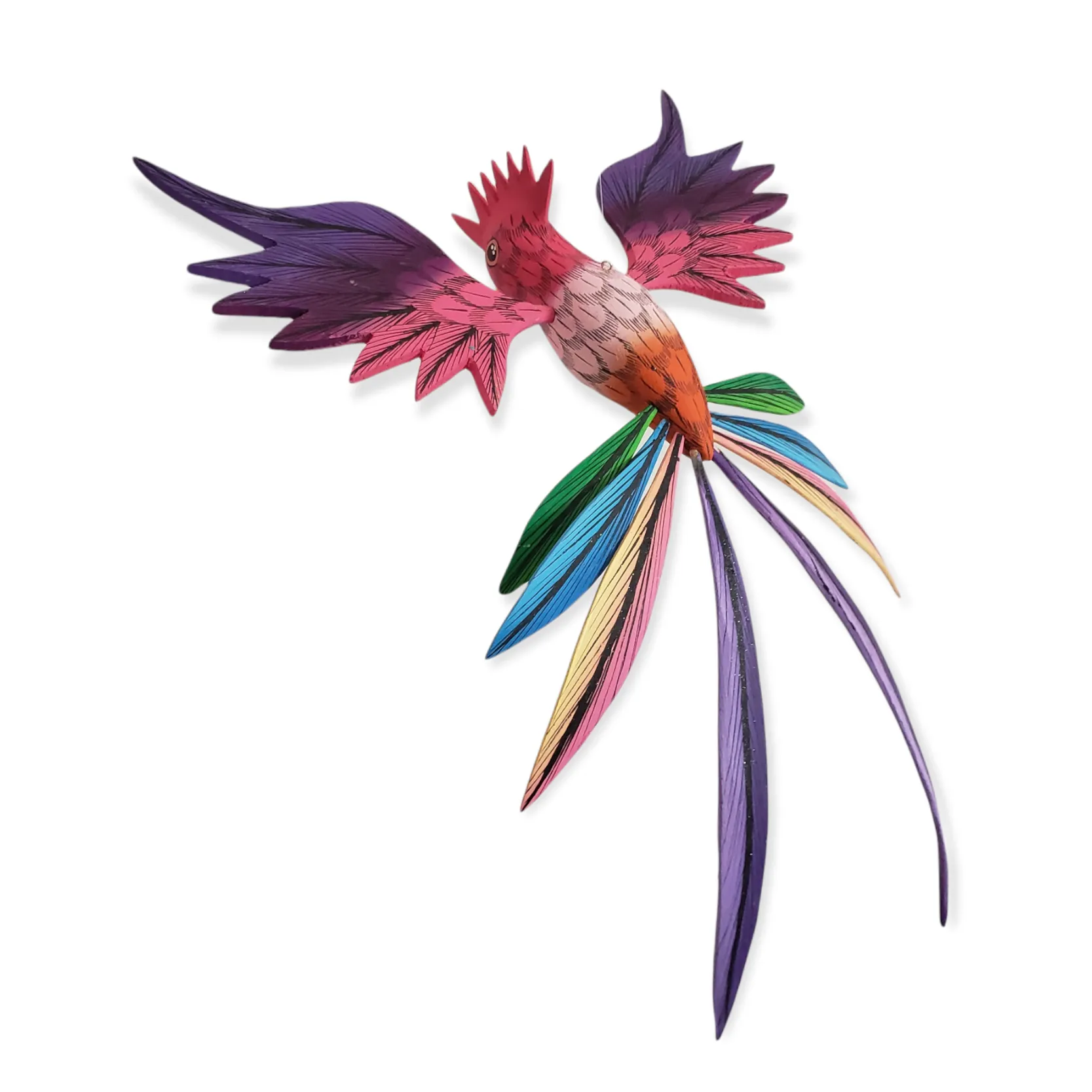 Colorful Quetzal Alebrije  Wood Carving Oaxacan Folk Art
