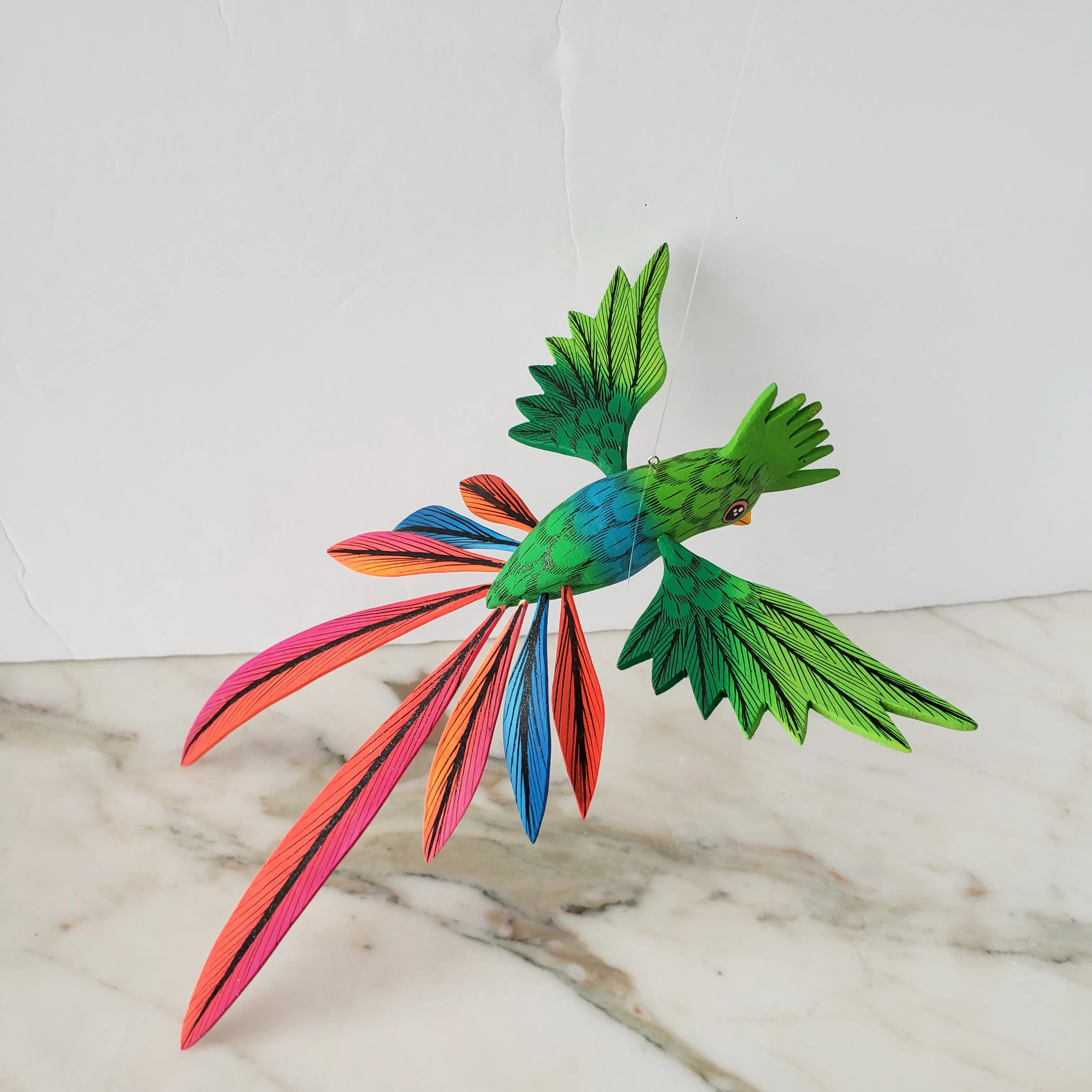 Colorful Quetzal Alebrije  Wood Carving Oaxacan Folk Art