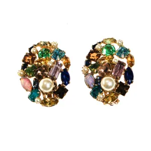 Colorful Rainbow Rhinestones Earrings
