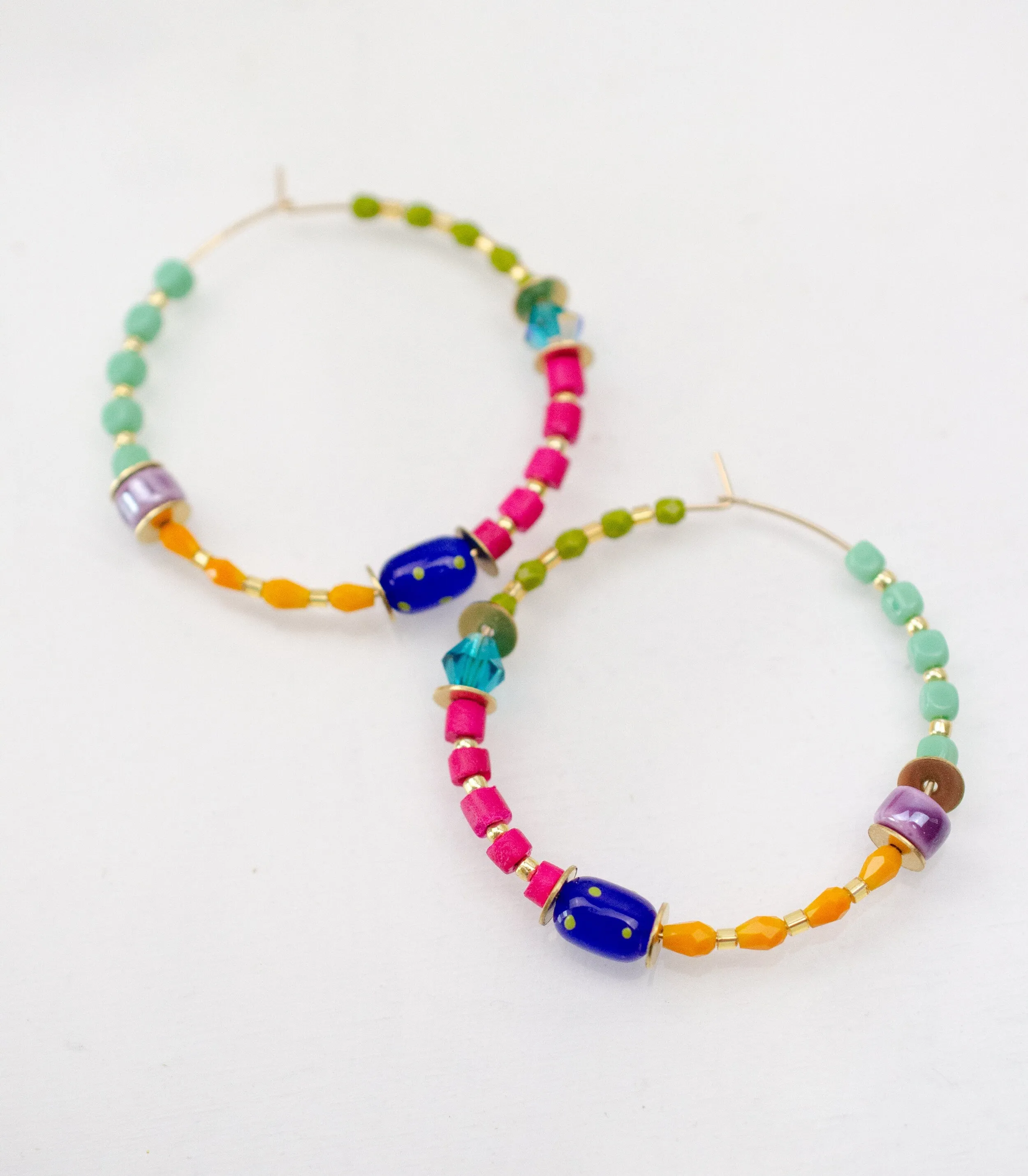 Colorful Seed Beaded Hoops, Lightweight earrings, Large Hoops, Gold filled earrings, beaded earrings, Colorful earrings, statement earrings