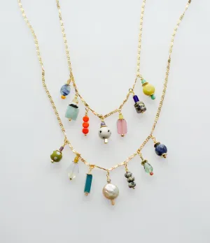 Colorful Statement Necklace, Colorful Charm Necklace, Layering Necklace, Handmade Jewelry, Handmade Necklace, Summer Necklace, Gold chain