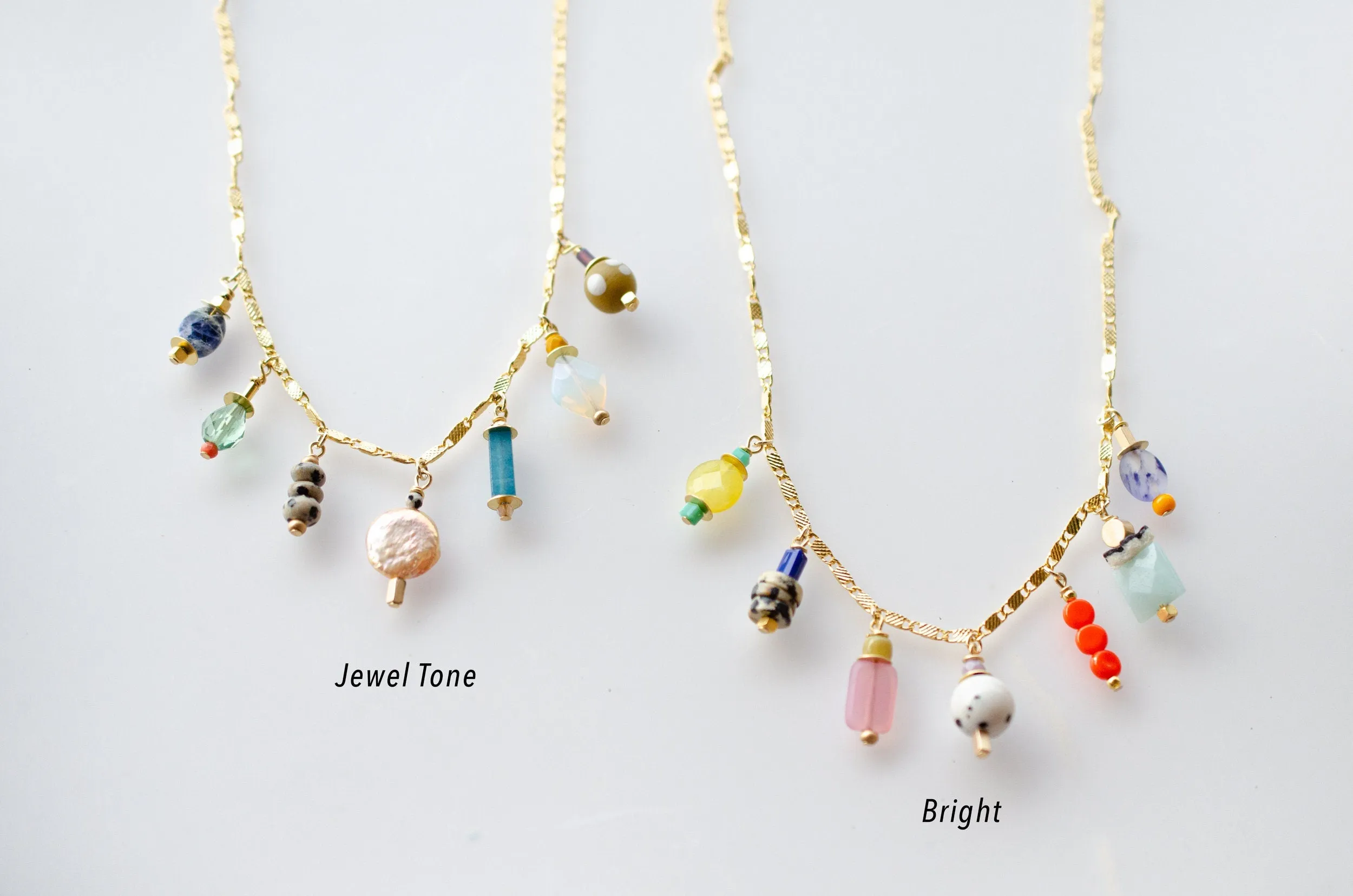 Colorful Statement Necklace, Colorful Charm Necklace, Layering Necklace, Handmade Jewelry, Handmade Necklace, Summer Necklace, Gold chain
