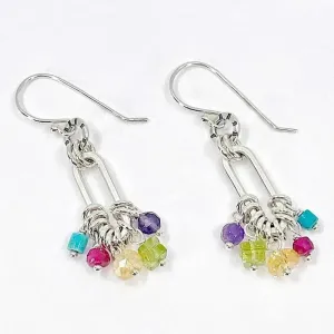 Colorful Sterling Hoop Earrings with Gemstones