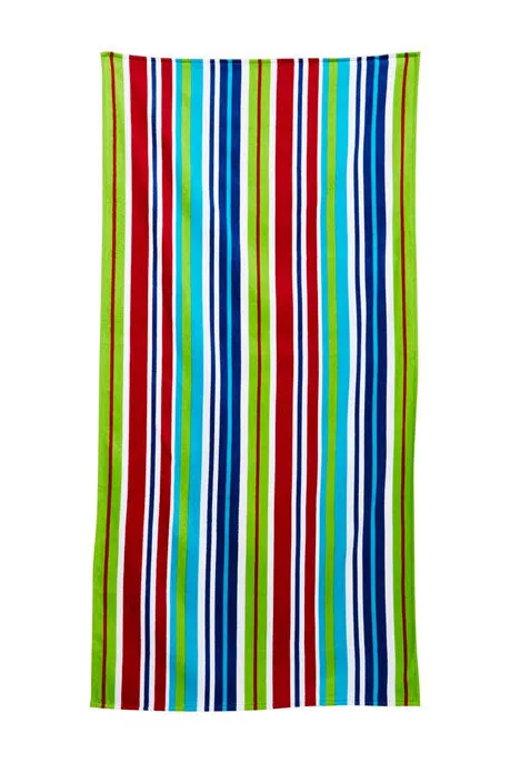 Colorful Stripes Velour Beach Towel