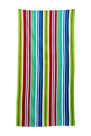 Colorful Stripes Velour Beach Towel