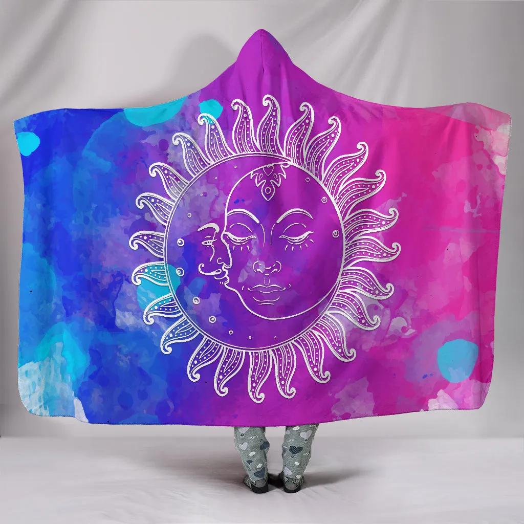 Colorful Sun Moon Hoodie Blanket
