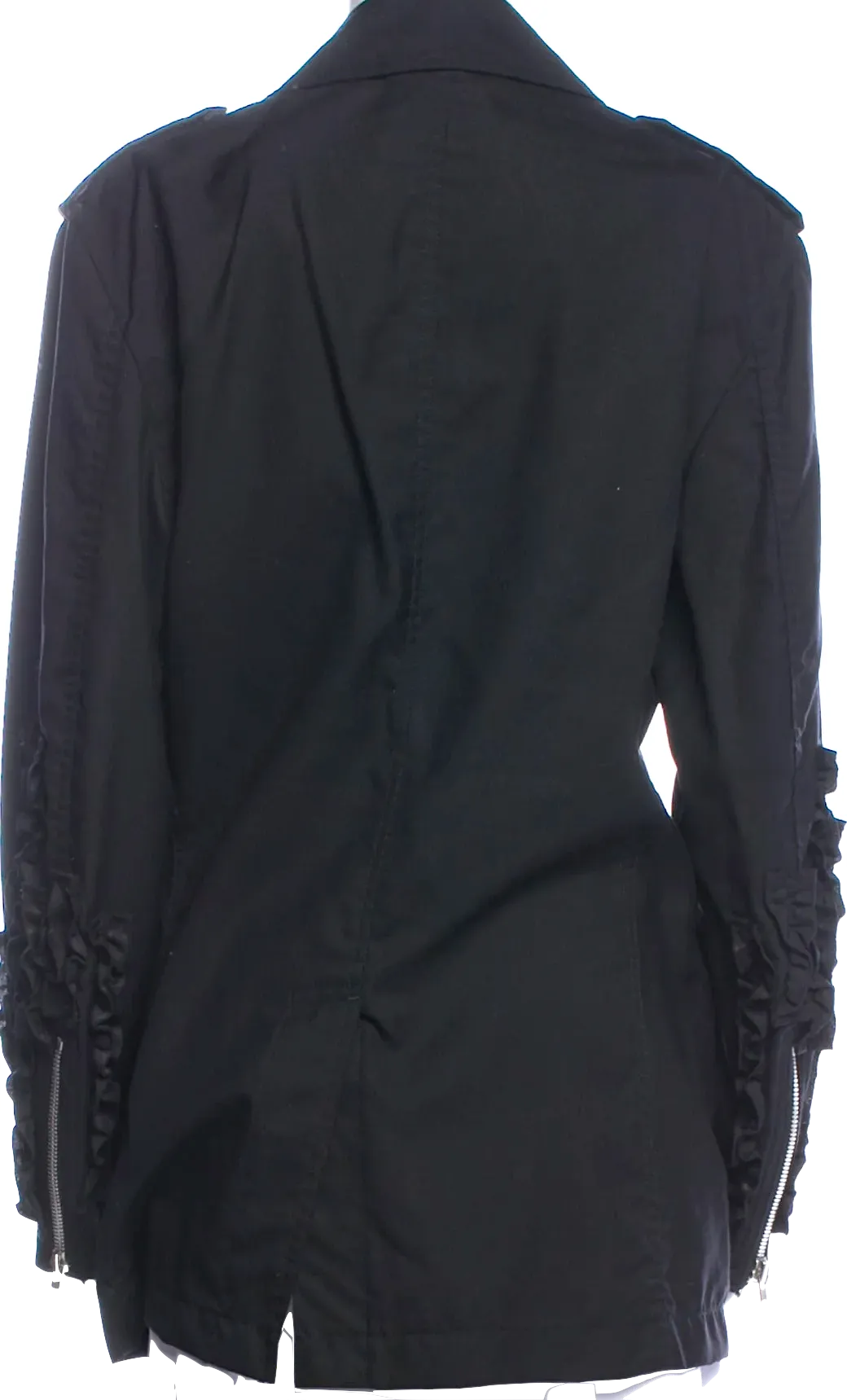 Comme des Garçons Japan. Black Ruffle Accents Wool Blazer