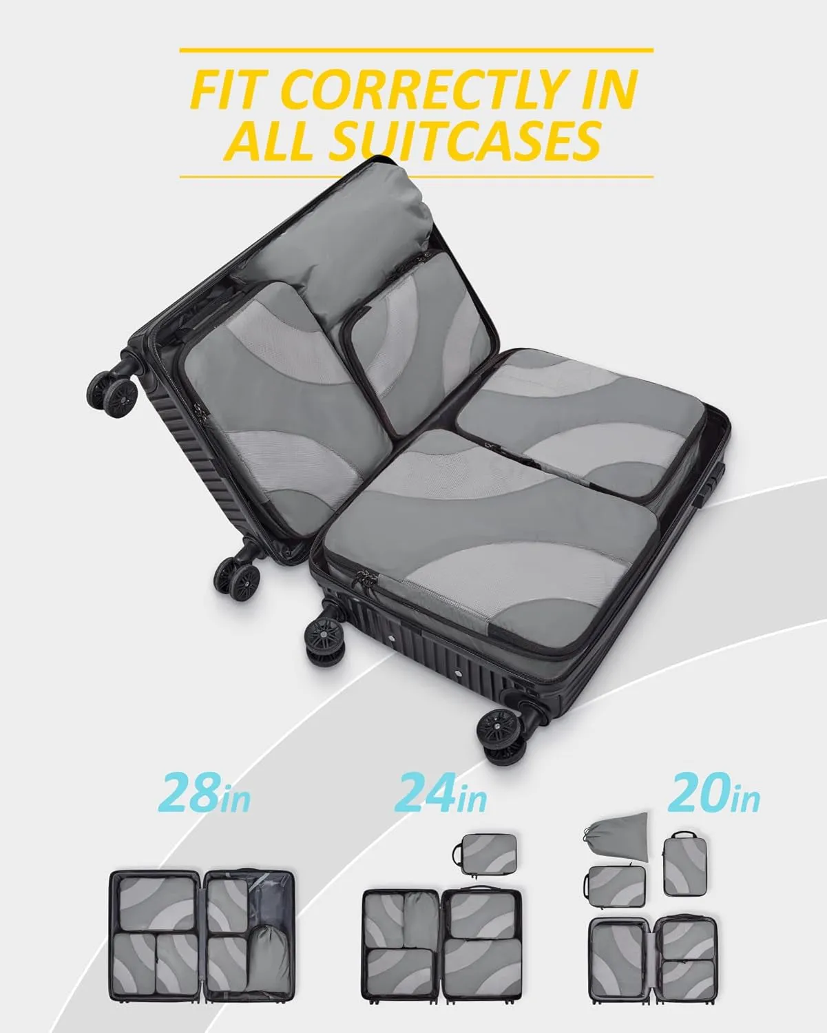 Compression Packing Cubes, 6 Set/4 Set/2 Set Travel Packing Cubes for Carry on Suitcases, Compression Suitcase Organizers Bag Set & Travel Cubes for Luggage, Lightweight Packing Organizers