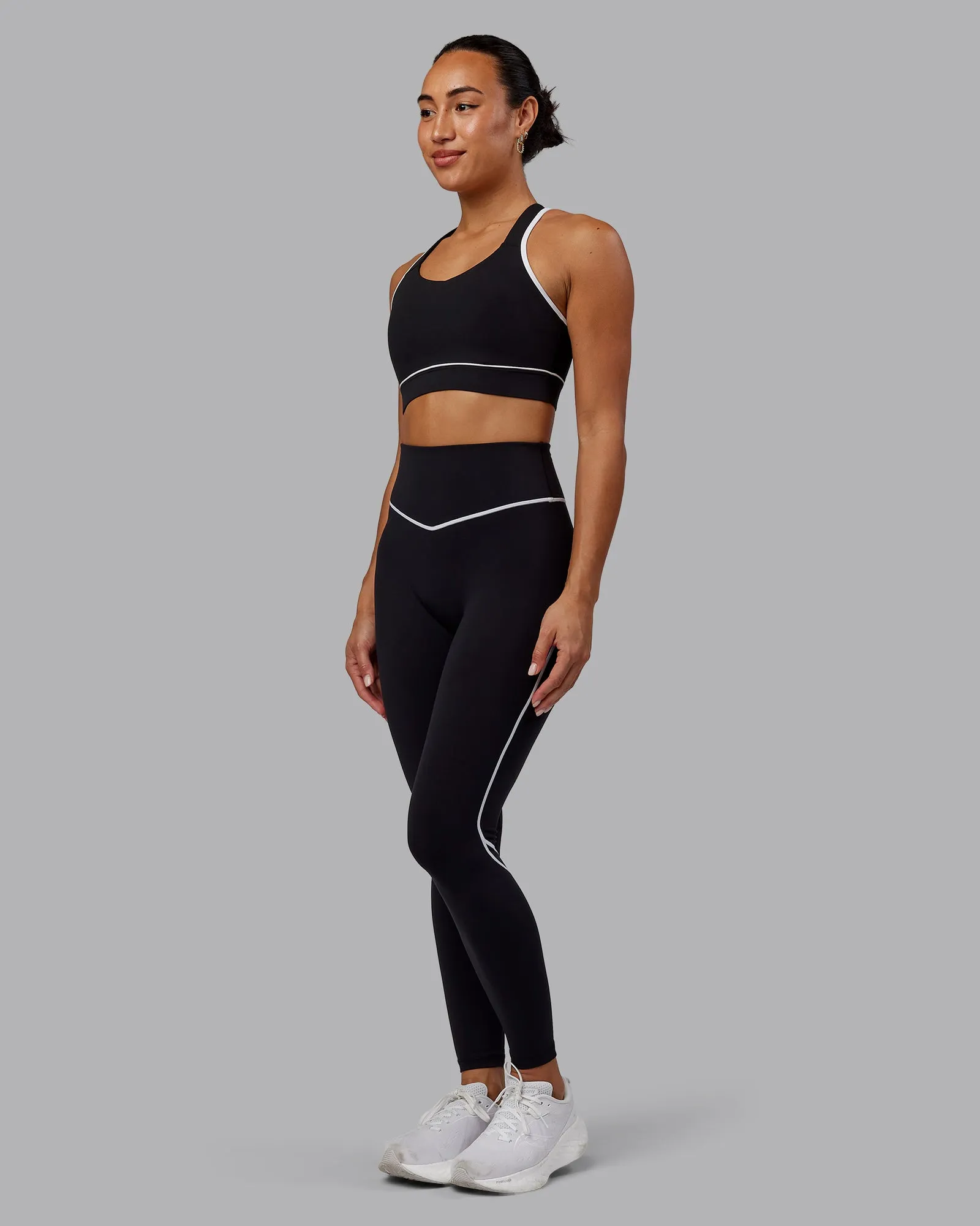 Contrast Full Length Tights - Black-White