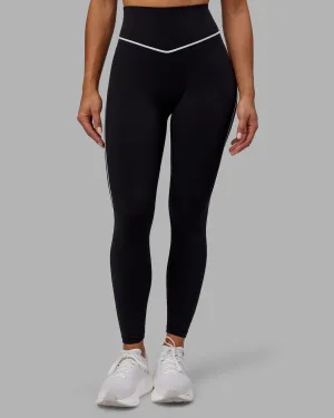 Contrast Full Length Tights - Black-White