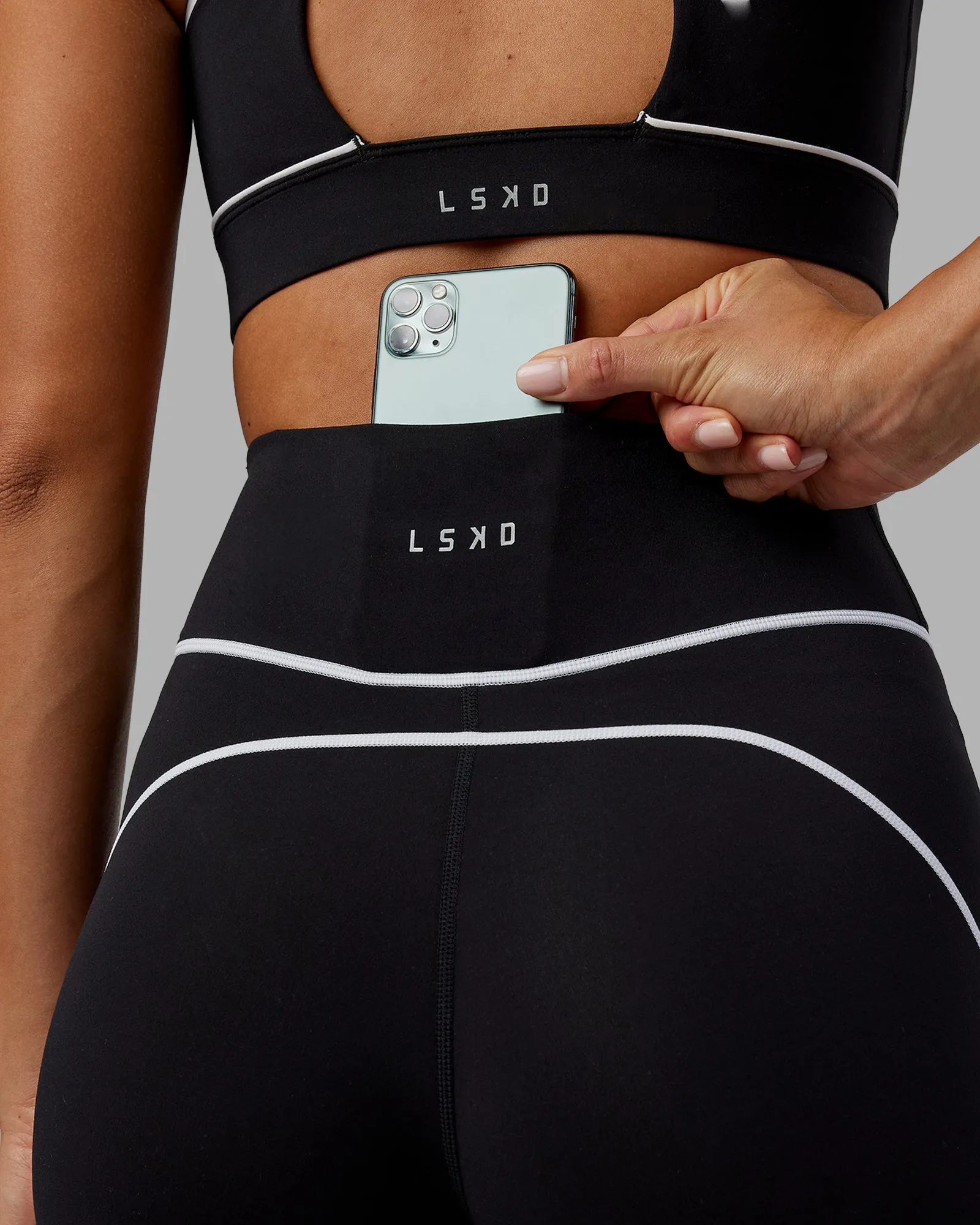 Contrast Full Length Tights - Black-White