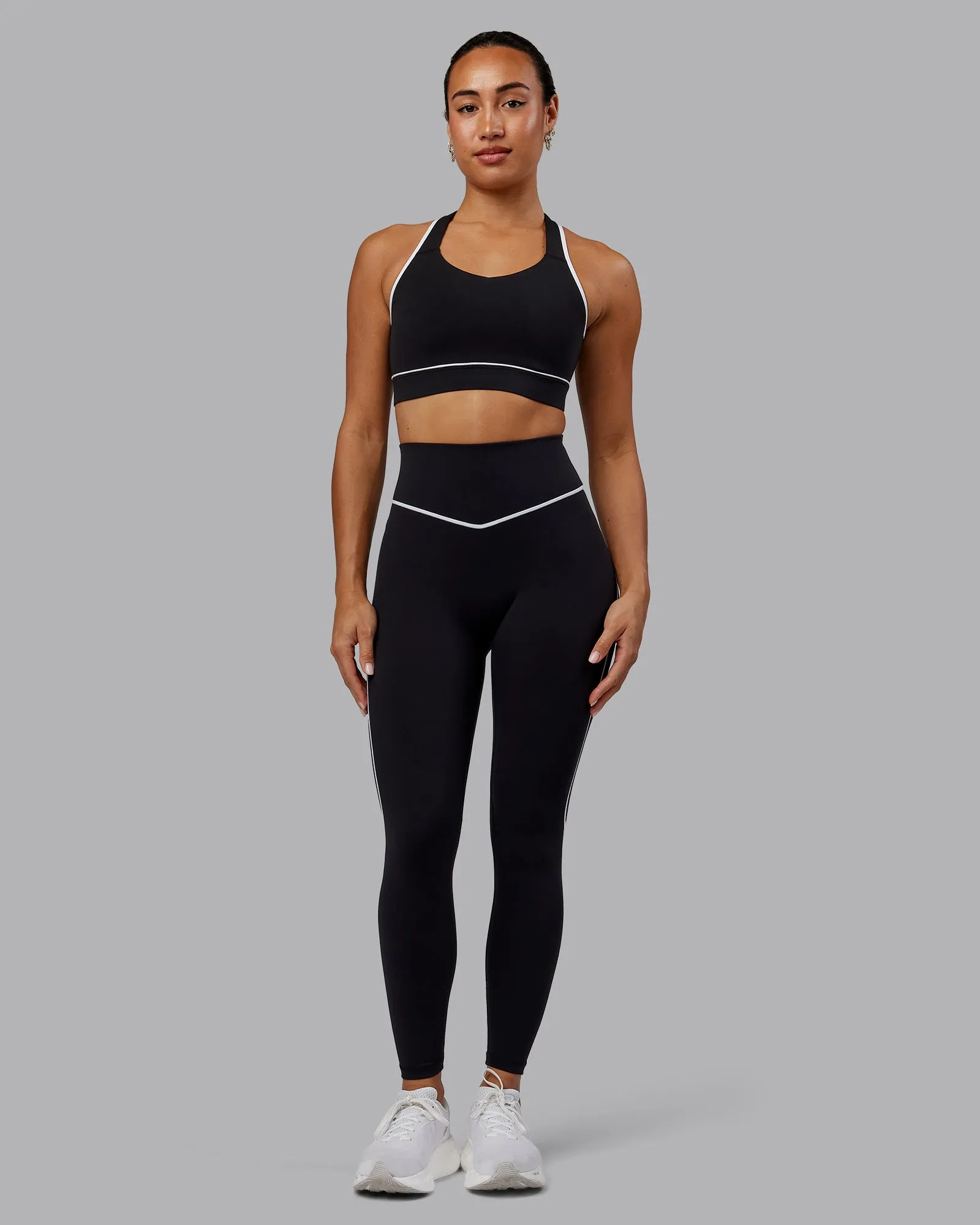 Contrast Full Length Tights - Black-White