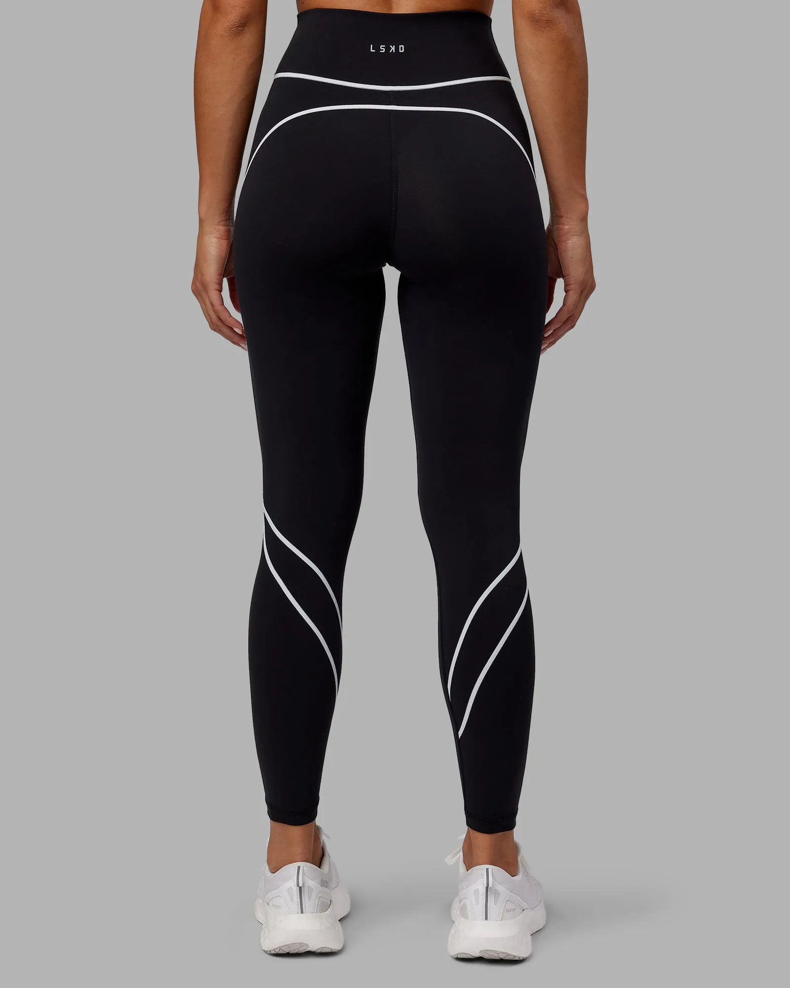 Contrast Full Length Tights - Black-White