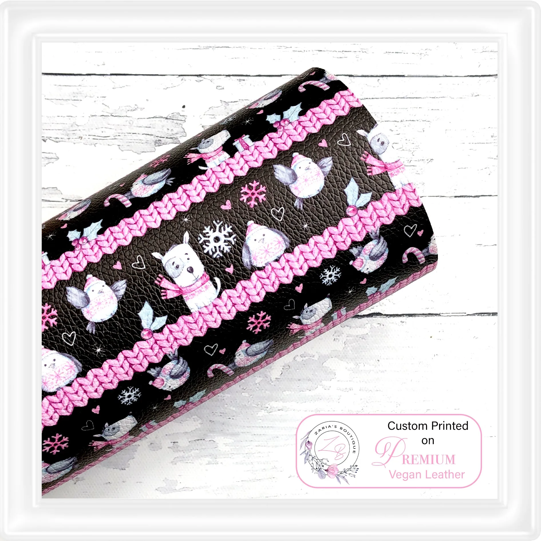 Cosy Christmas Friends Custom Printed Luxe Grain Faux Leather